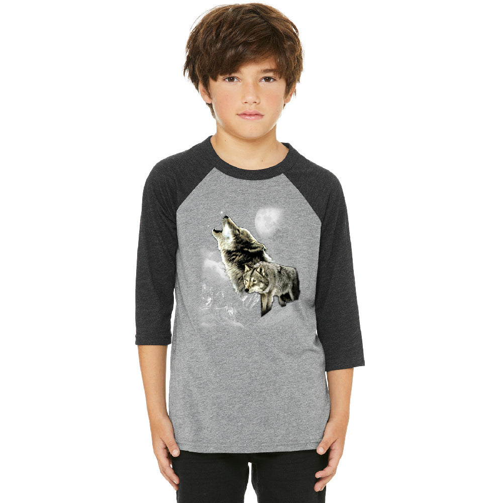 Wolves Wildness Howling Full Moon Youth Raglan Wolf the Mountain Jersey 