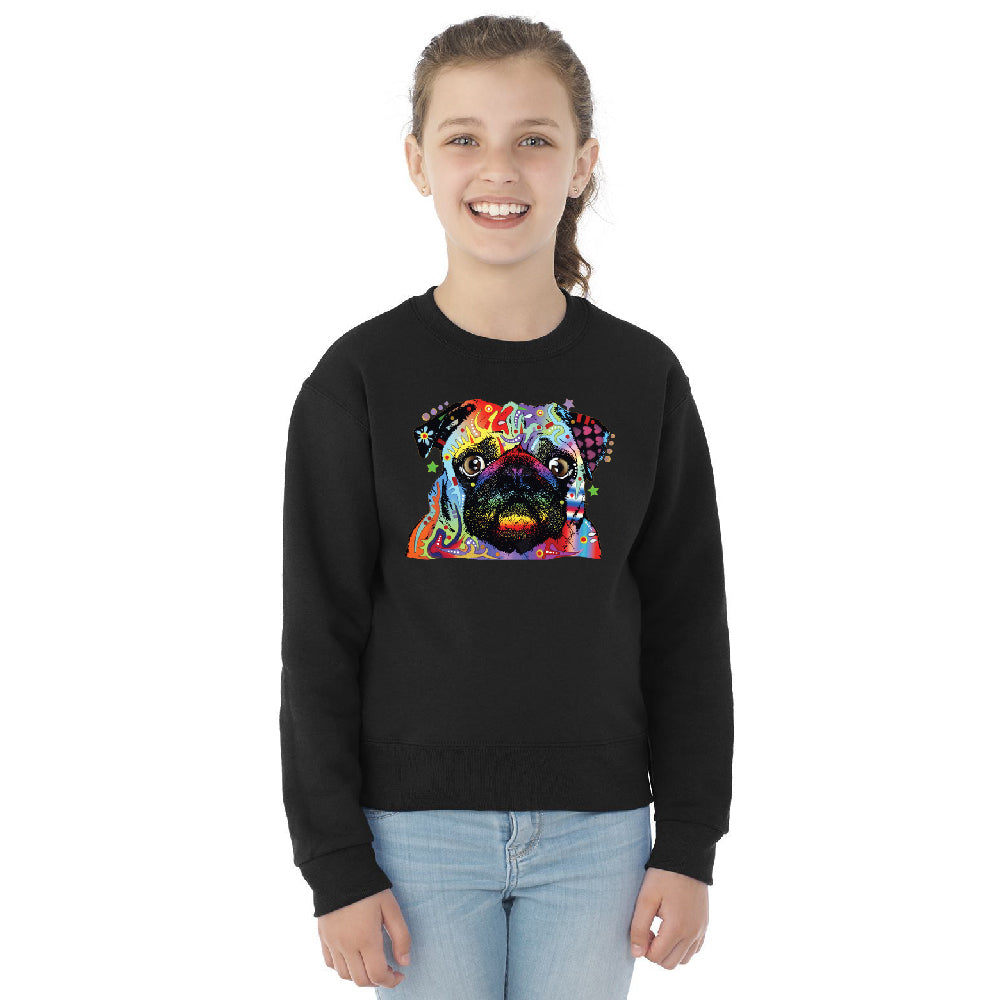 Official Dean Russo Colorful Pug Youth Crewneck Neon Cute Dog SweatShirt 