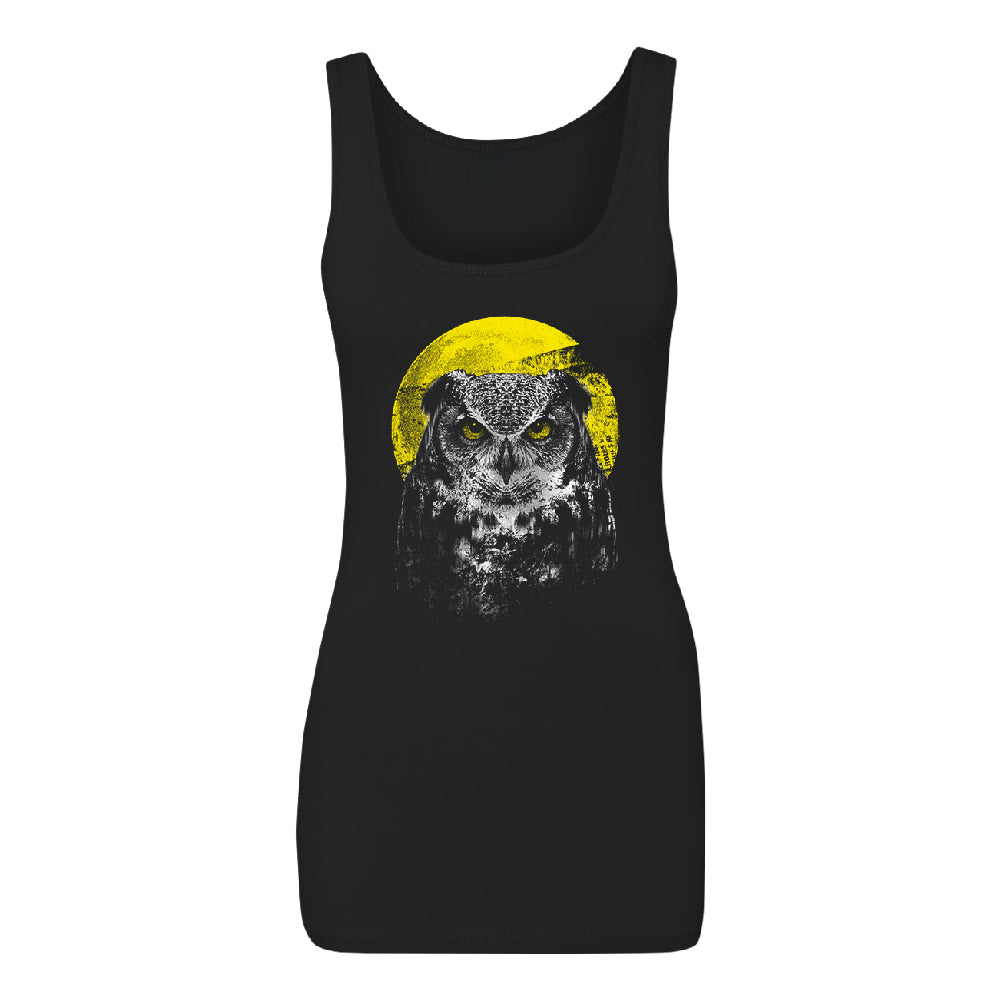 Night Warrior Owl Women's Tank Top Full Moon Angry Owl Shirt 