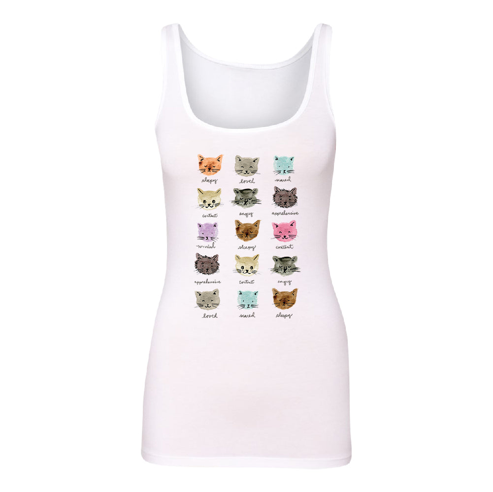 Cute Rainbow Moody Kittens Women's Tank Top Colorful Sweet Kittens Shirt 