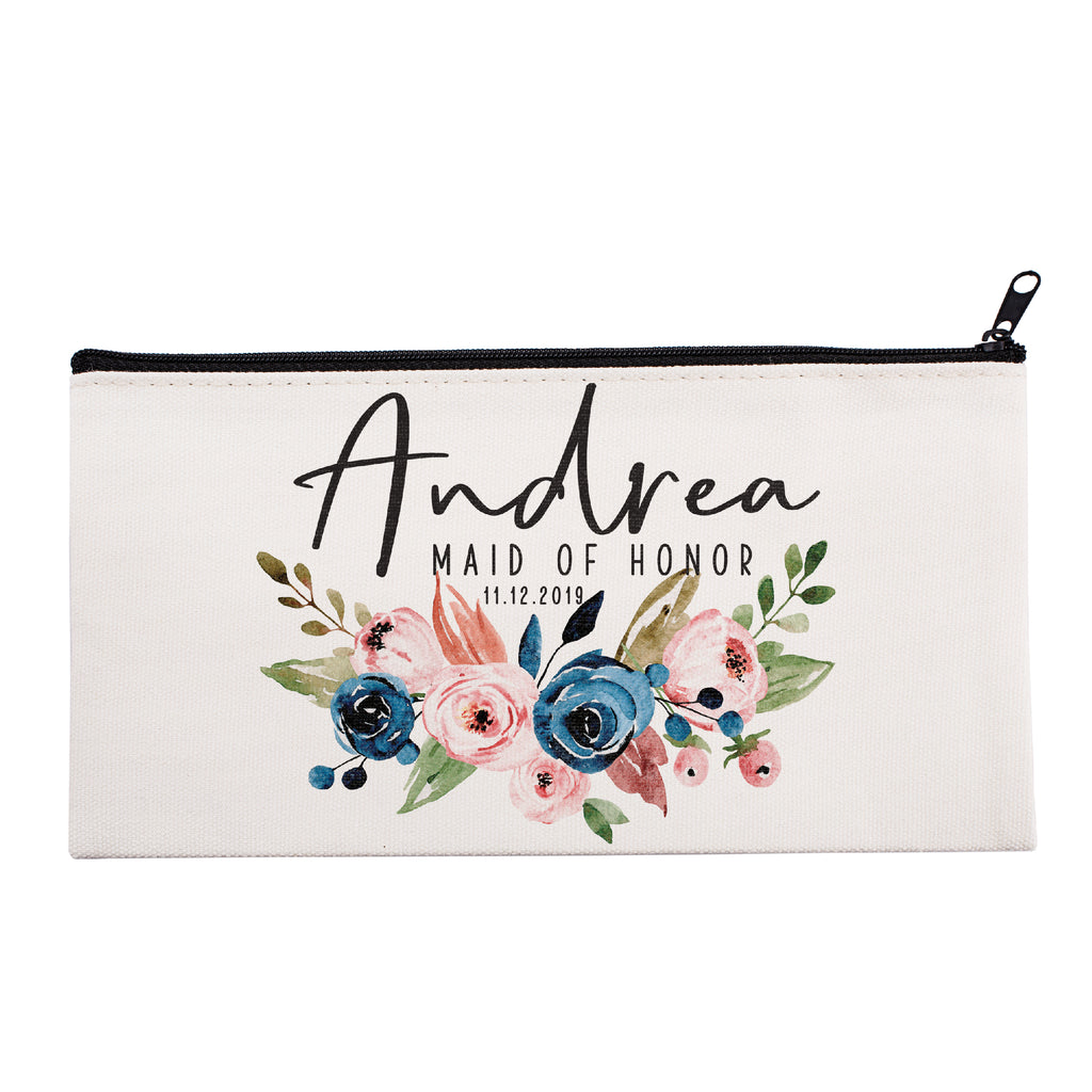 Personalized Makeup Bag Bridesmaid | Wedding Customized Pouch | Bachelorette Party Cosmetic Case |Toiletries Hndy Organizer with Zipper|Events Parties Baby Shower Anniversary Christmas Gift|Desging #12