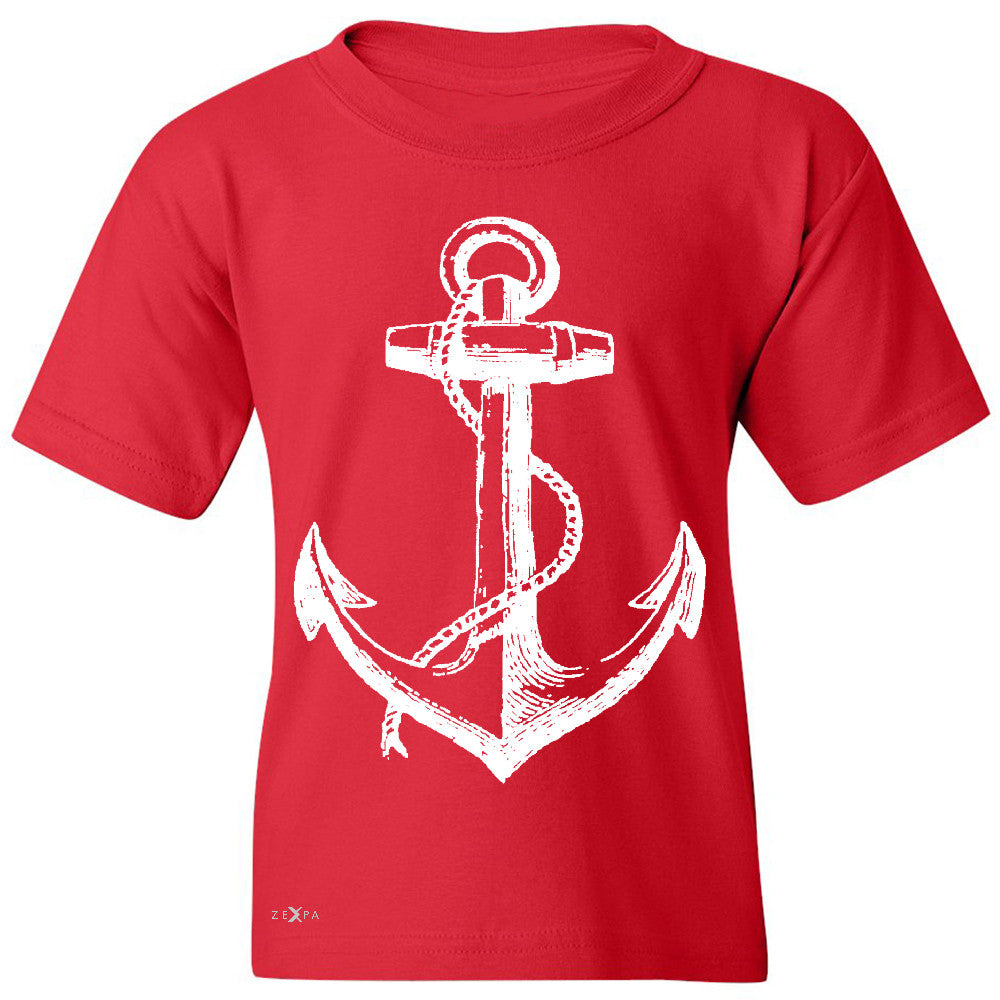 Anchor White Youth T-shirt Nautical Anchor Marine Fashion Tee - Zexpa Apparel Halloween Christmas Shirts