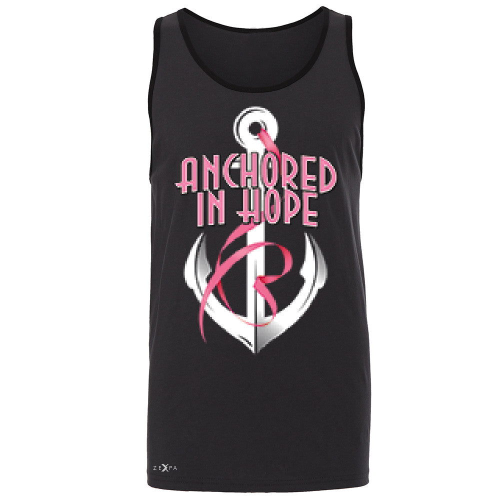 Anchored In Hope Pink RibbonÂ  Men's Jersey Tank Breat Cancer Awareness Sleeveless - Zexpa Apparel Halloween Christmas Shirts