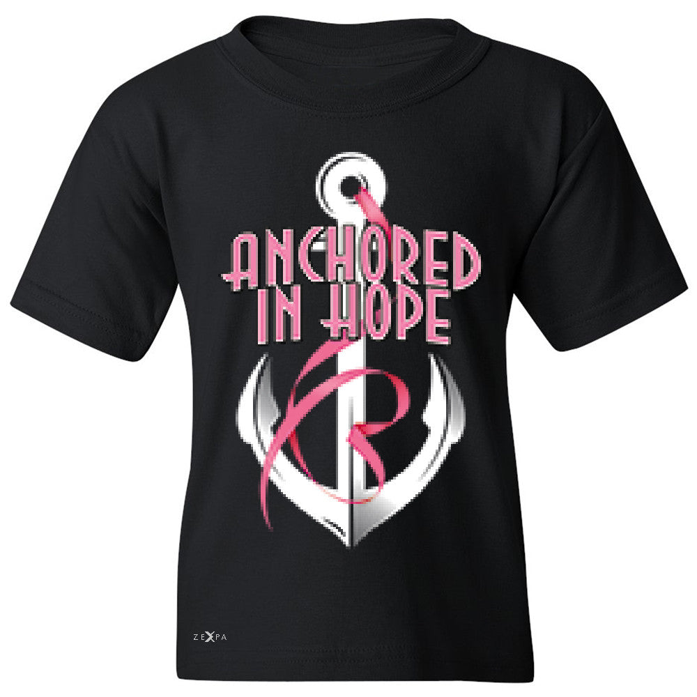 Anchored In Hope Pink RibbonÂ  Youth T-shirt Breat Cancer Awareness Tee - Zexpa Apparel Halloween Christmas Shirts