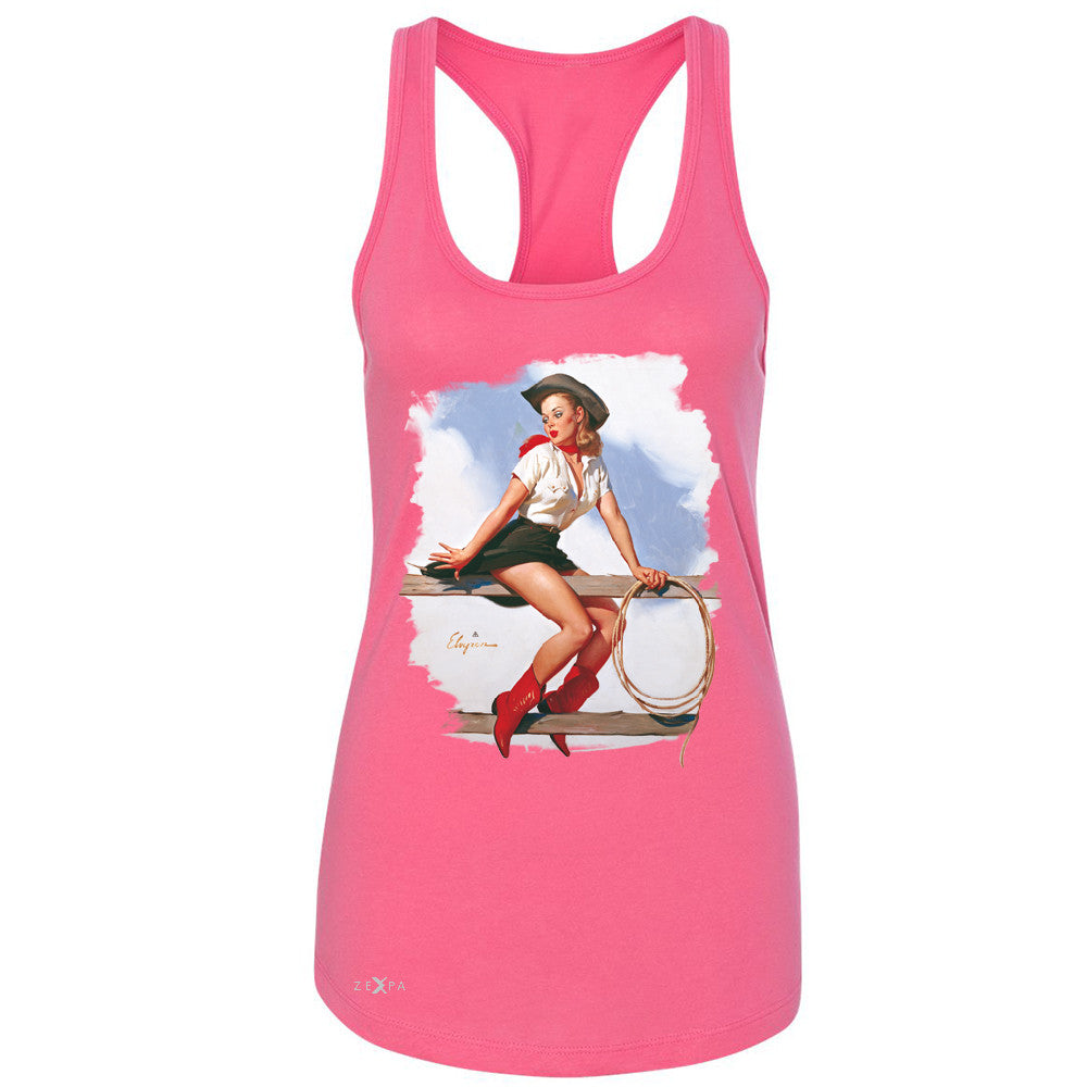Pin-Up Cowgirl Hi Ho Silver Women's Racerback Cool Western Pin Up Sleeveless - Zexpa Apparel - 2