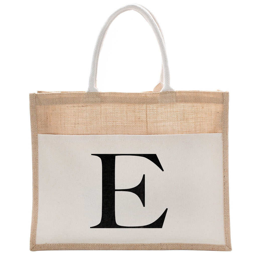 Daily Use Canvas Tote Bag With Initial For Beach Workout Yoga Vacation Gym | Luxury Totes Gift for Christmas Events and Parties