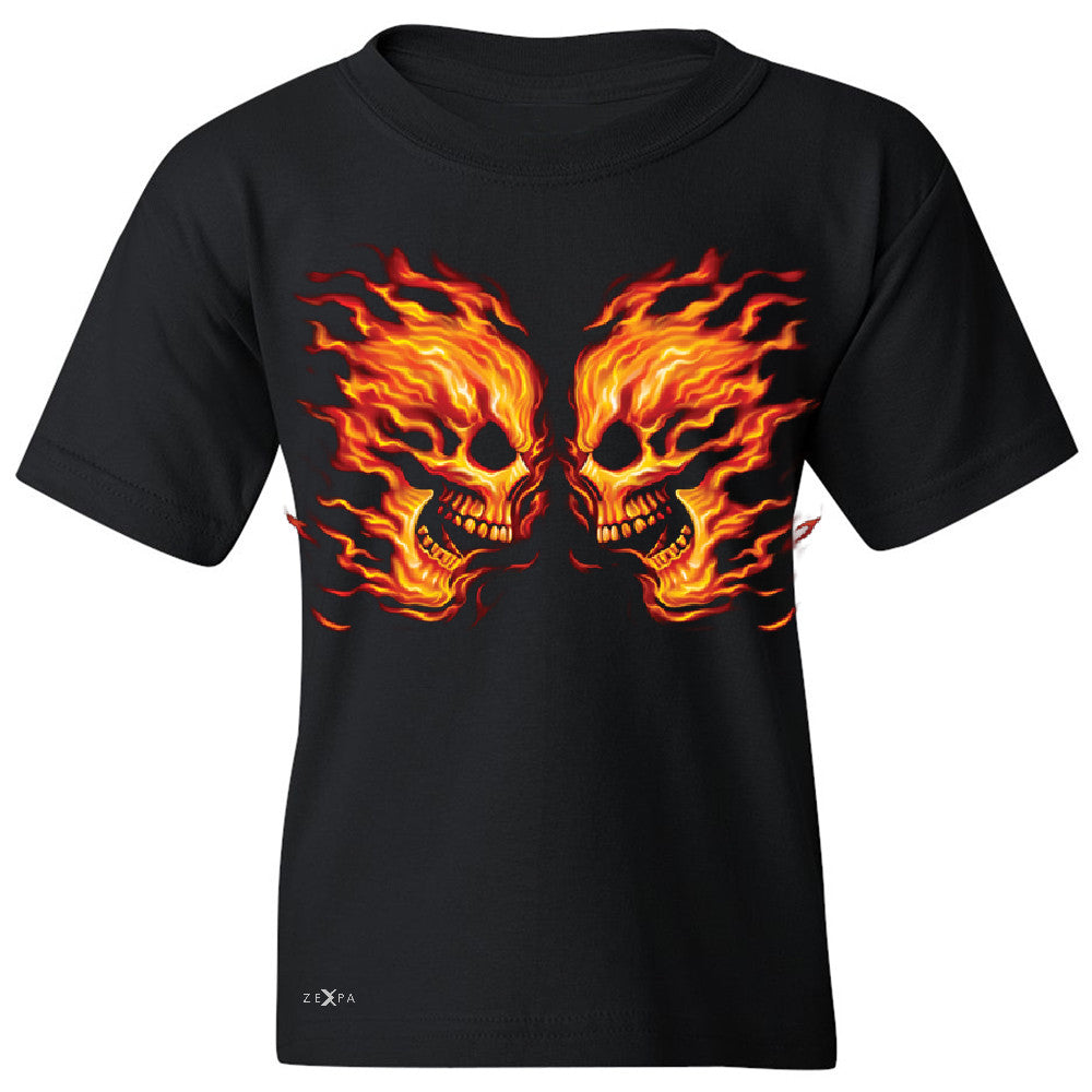 Flaming Face Off Biker  Youth T-shirt Ghost Rider Biker Cool Tee - Zexpa Apparel - 1