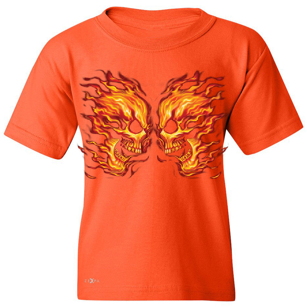 Flaming Face Off Biker  Youth T-shirt Ghost Rider Biker Cool Tee - Zexpa Apparel - 2