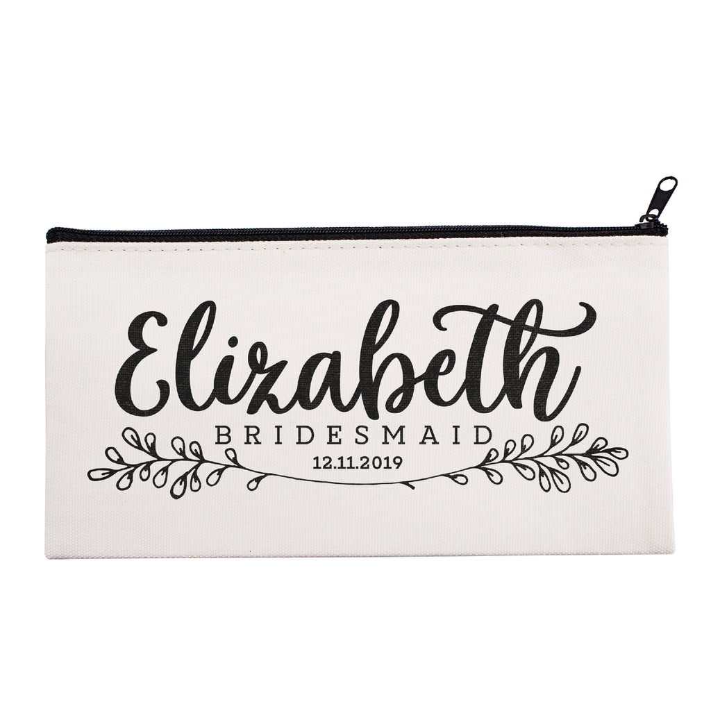 Personalized Makeup Bag Bridesmaid | Wedding Customized Pouch | Bachelorette Party Cosmetic Case |Toiletries Hndy Organizer with Zipper|Events Parties Baby Shower Anniversary Christmas Gift|Desging #19