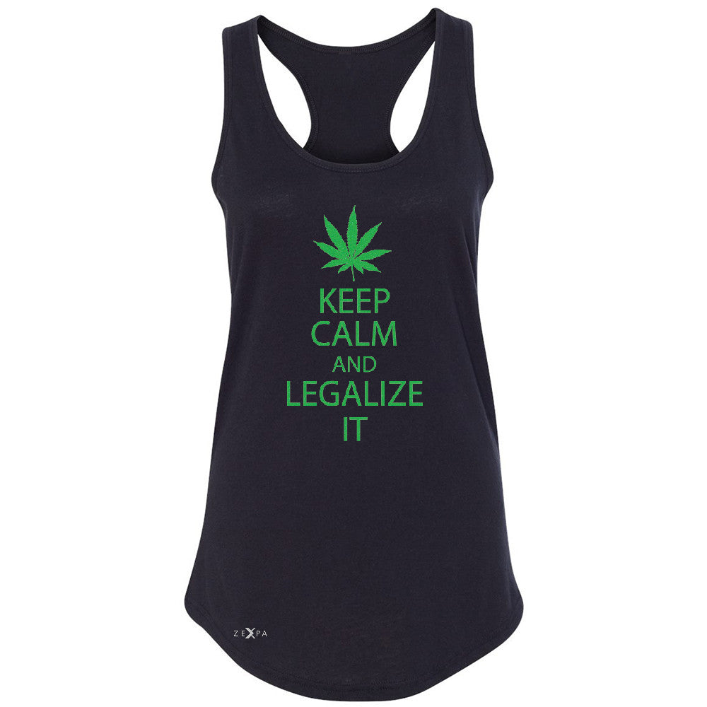 Keep Calm and Legalize It Women's Racerback Dope Cannabis Glitter Sleeveless - Zexpa Apparel - 1