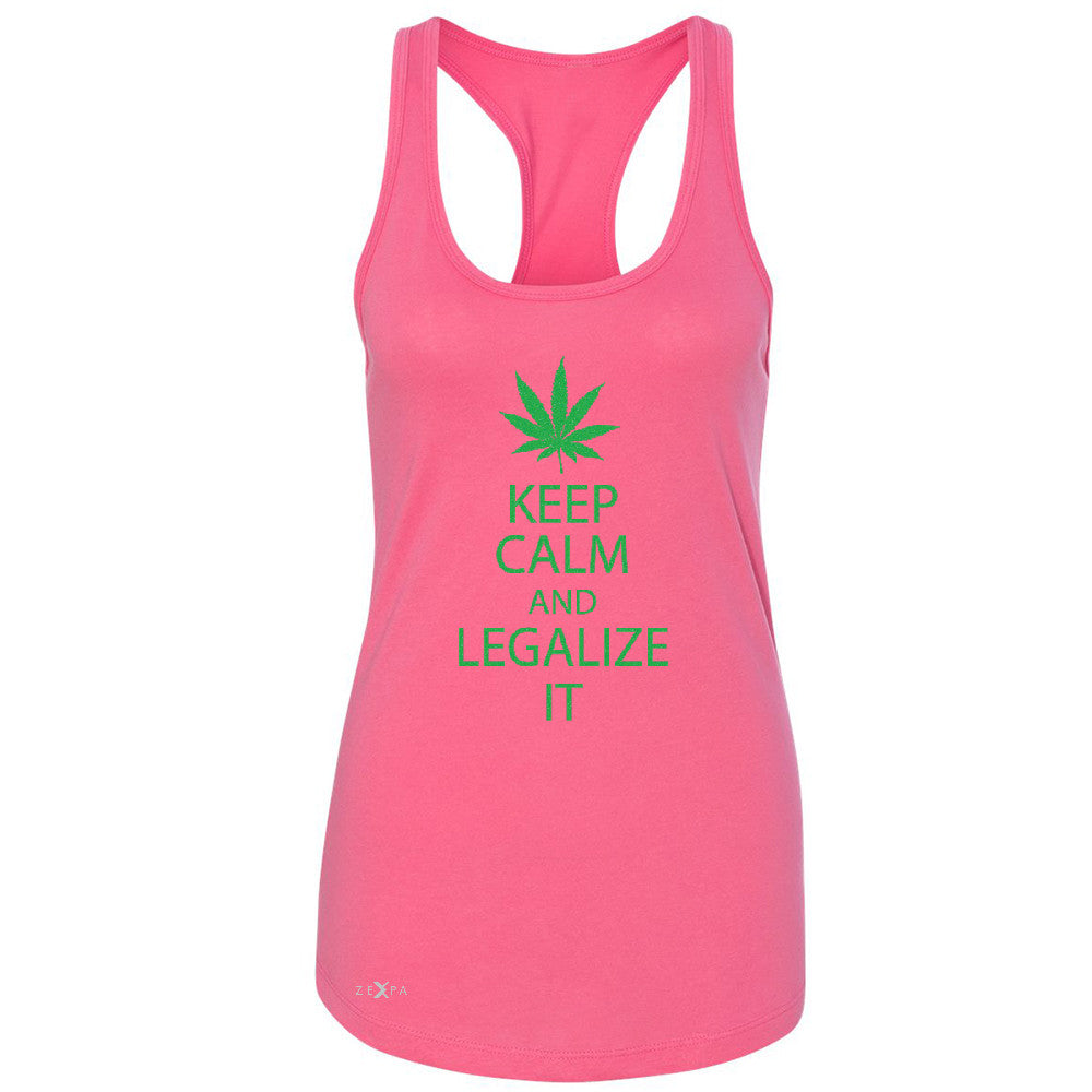 Keep Calm and Legalize It Women's Racerback Dope Cannabis Glitter Sleeveless - Zexpa Apparel - 2
