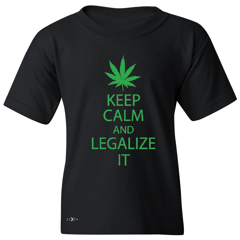 Keep Calm and Legalize It Youth T-shirt Dope Cannabis Glitter Tee - Zexpa Apparel - 1