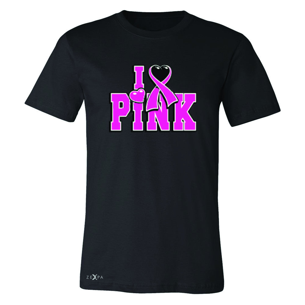 I Love Pink - Pink Heart Ribbon Men's T-shirt Breast Cancer Tee - Zexpa Apparel - 1