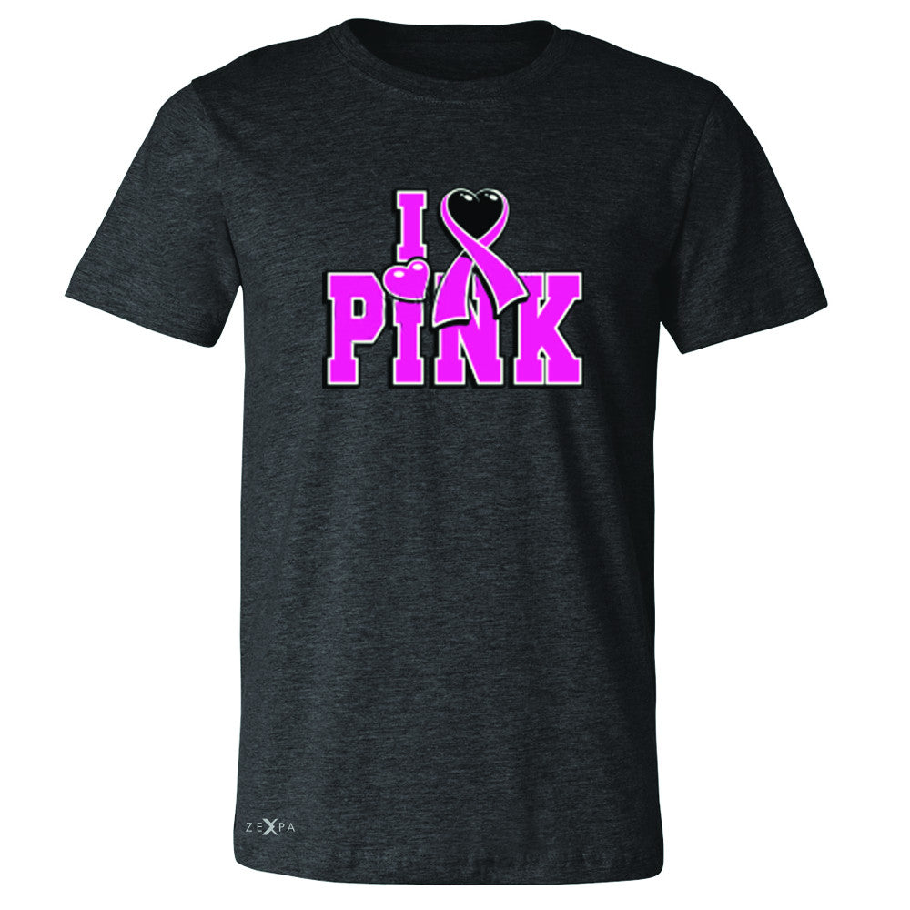 I Love Pink - Pink Heart Ribbon Men's T-shirt Breast Cancer Tee - Zexpa Apparel - 2