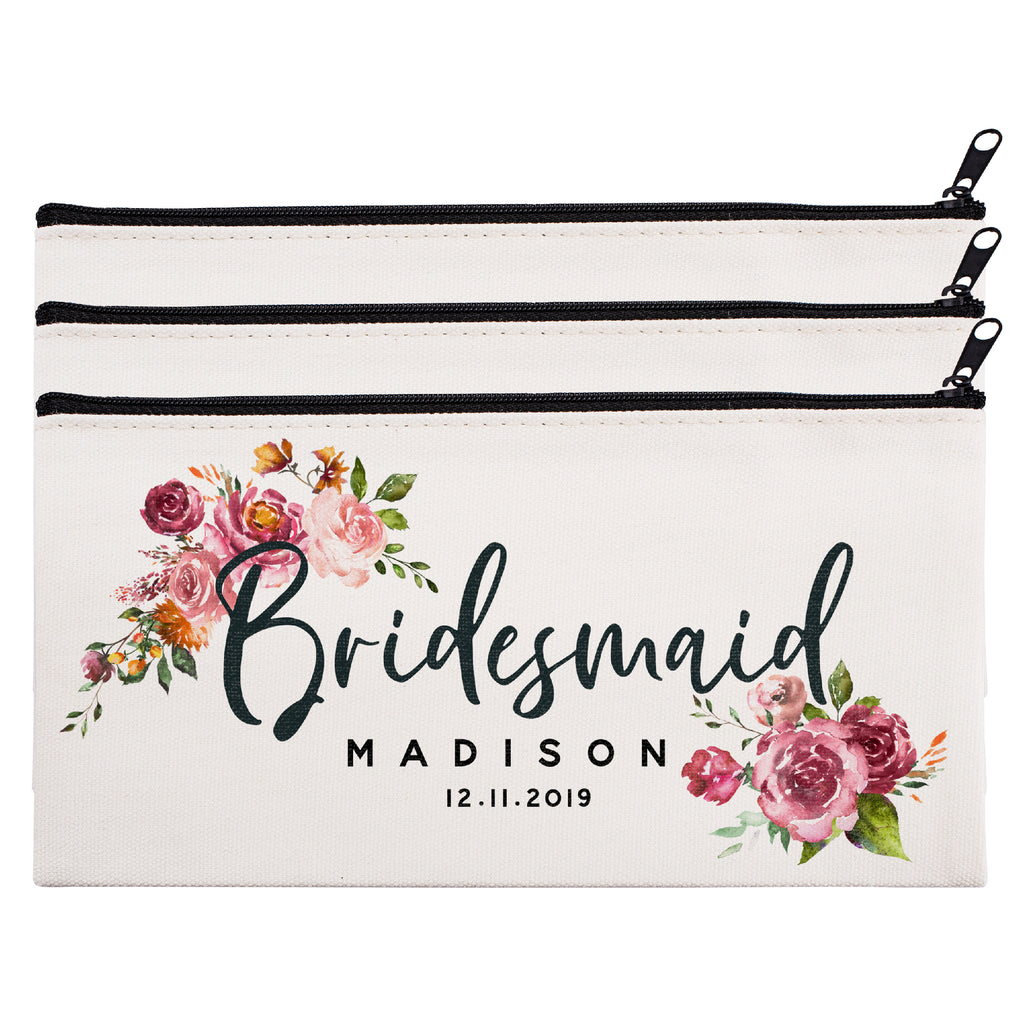 Personalized Makeup Bag Bridesmaid | Wedding Customized Pouch | Bachelorette Party Cosmetic Case |Toiletries Hndy Organizer with Zipper|Events Parties Baby Shower Anniversary Christmas Gift|Desging #8