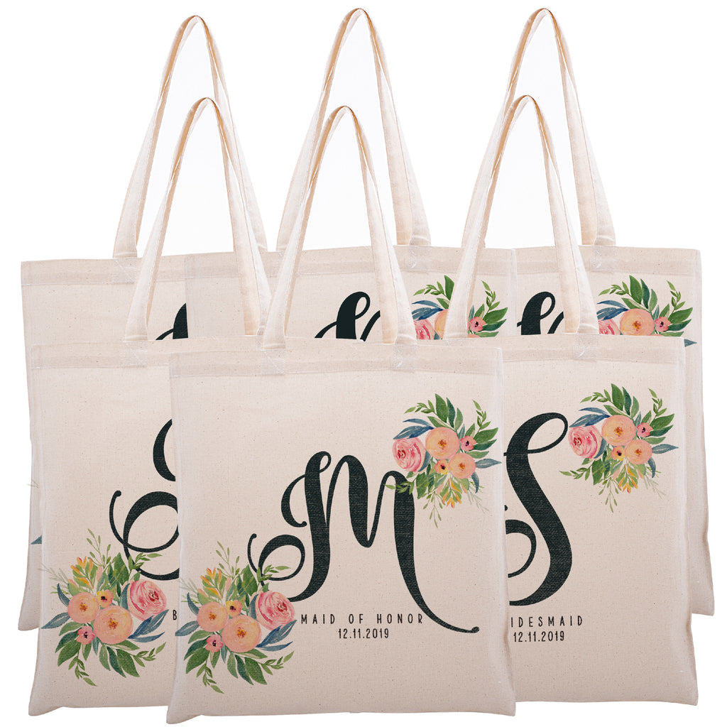 Personalized Tote Bag For Bridesmaids Wedding | Customized Bachelorette Party Bag | Baby Shower and Events Totes |Design #1