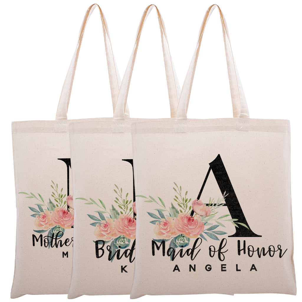 Personalized Tote Bag For Bridesmaids Wedding | Customized Bachelorette Party Bag | Baby Shower and Events Totes |Design #4