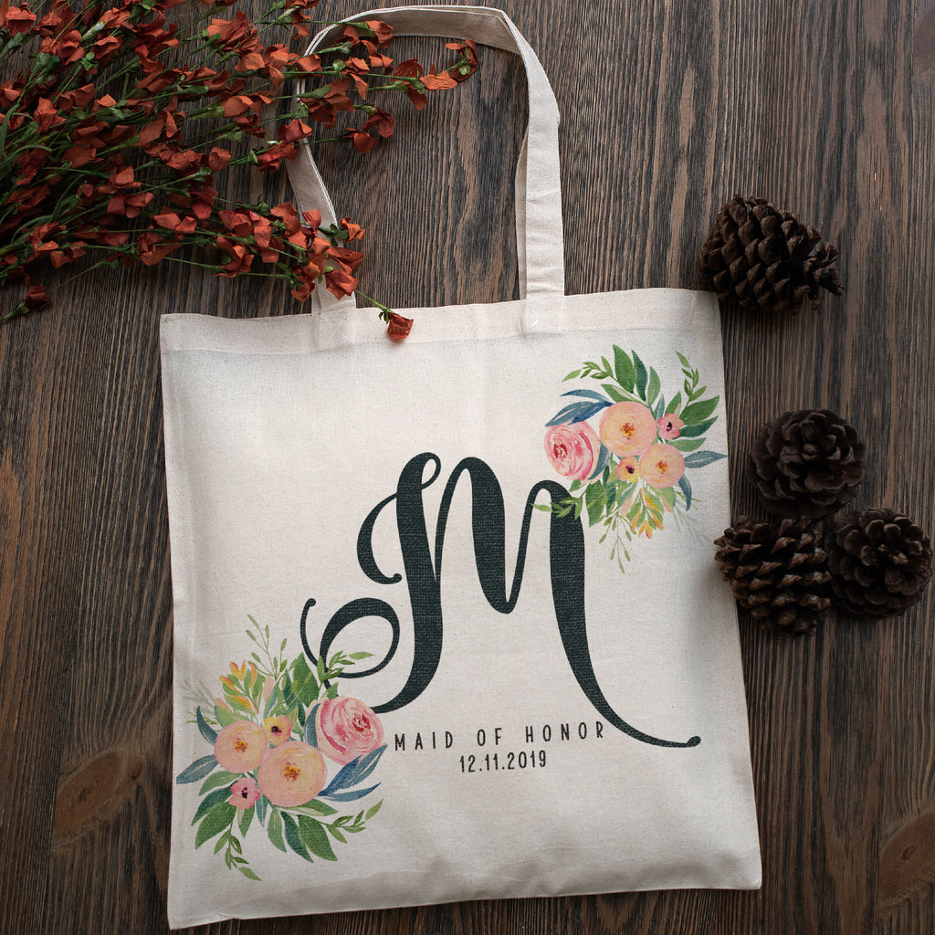 Personalized Tote Bag For Bridesmaids Wedding | Customized Bachelorette Party Bag | Baby Shower and Events Totes |Design #1