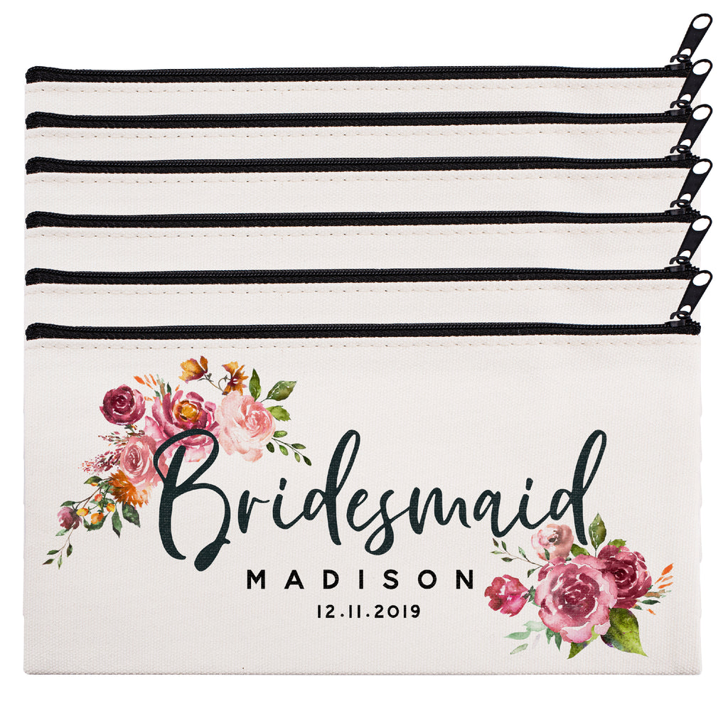 Personalized Makeup Bag Bridesmaid | Wedding Customized Pouch | Bachelorette Party Cosmetic Case |Toiletries Hndy Organizer with Zipper|Events Parties Baby Shower Anniversary Christmas Gift|Desging #8