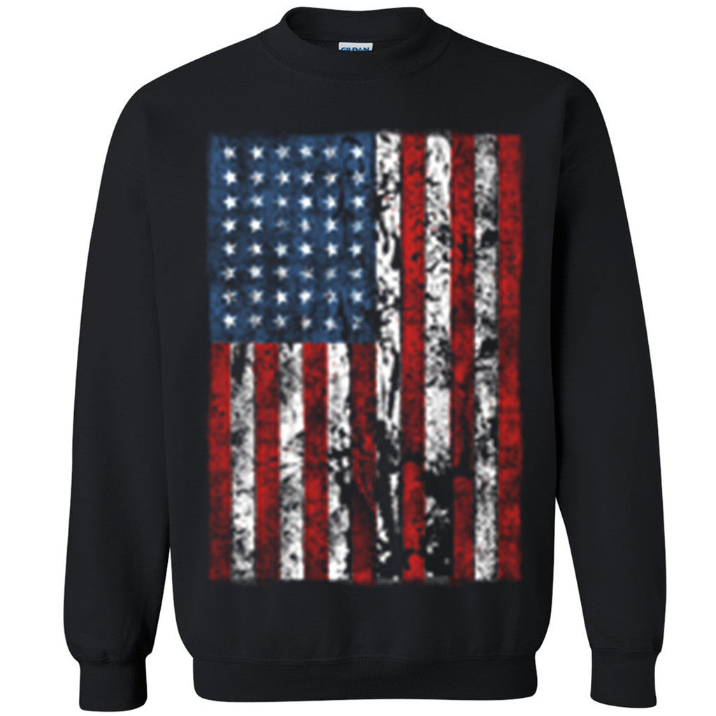 Distressed American Flag Unisex Crewneck 4th of July Usa Patriotic Sweatshirt - Zexpa Apparel