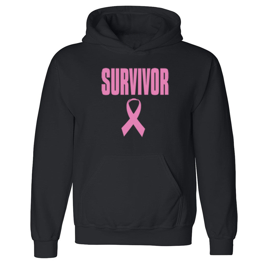 Zexpa Apparelâ„¢ Pink Ribbon Survivor Unisex Hoodie Breast Cancer Awareness Hooded Sweatshirt