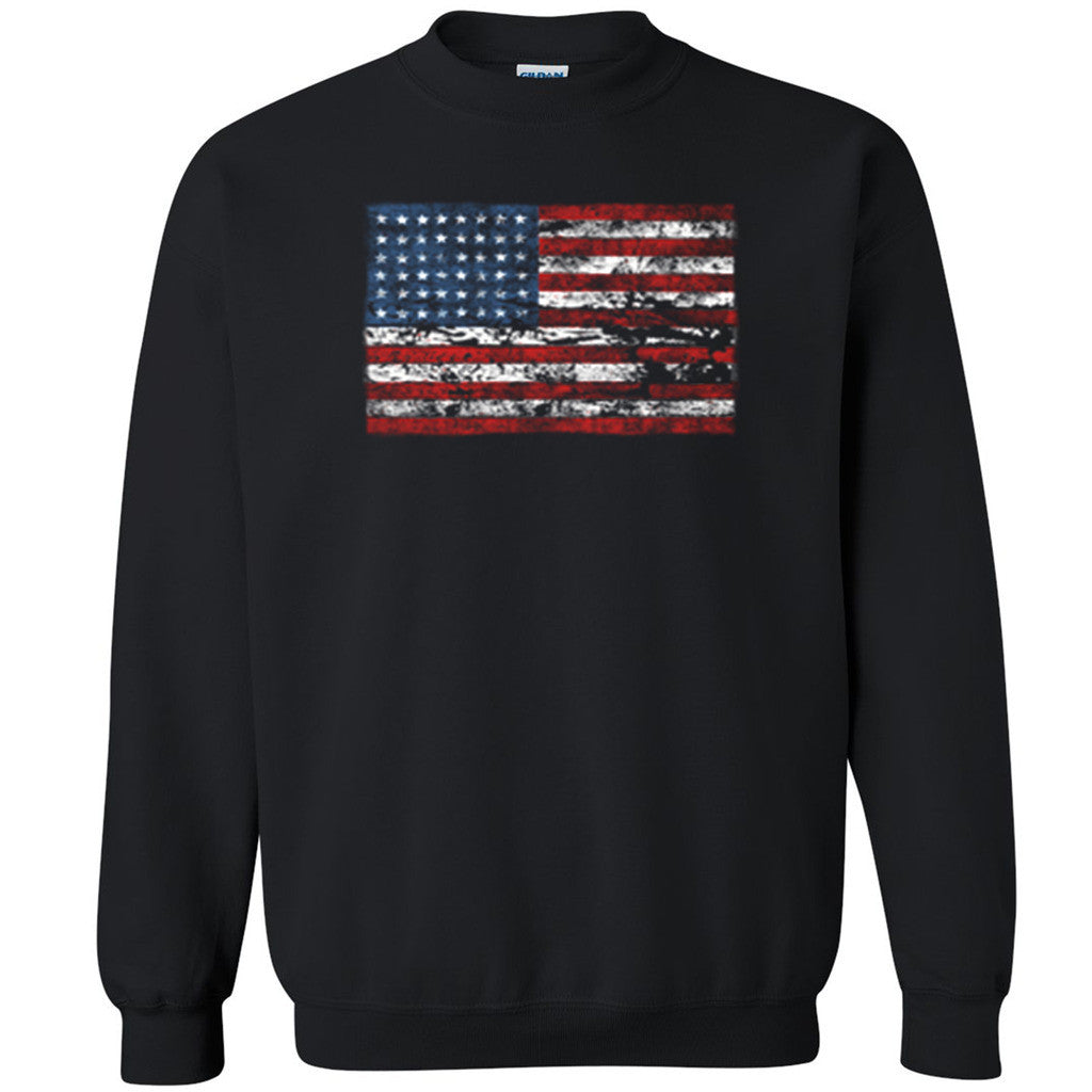 Distressed American Flag Horizontal Unisex Crewneck 4th of july Sweatshirt - Zexpa Apparel
