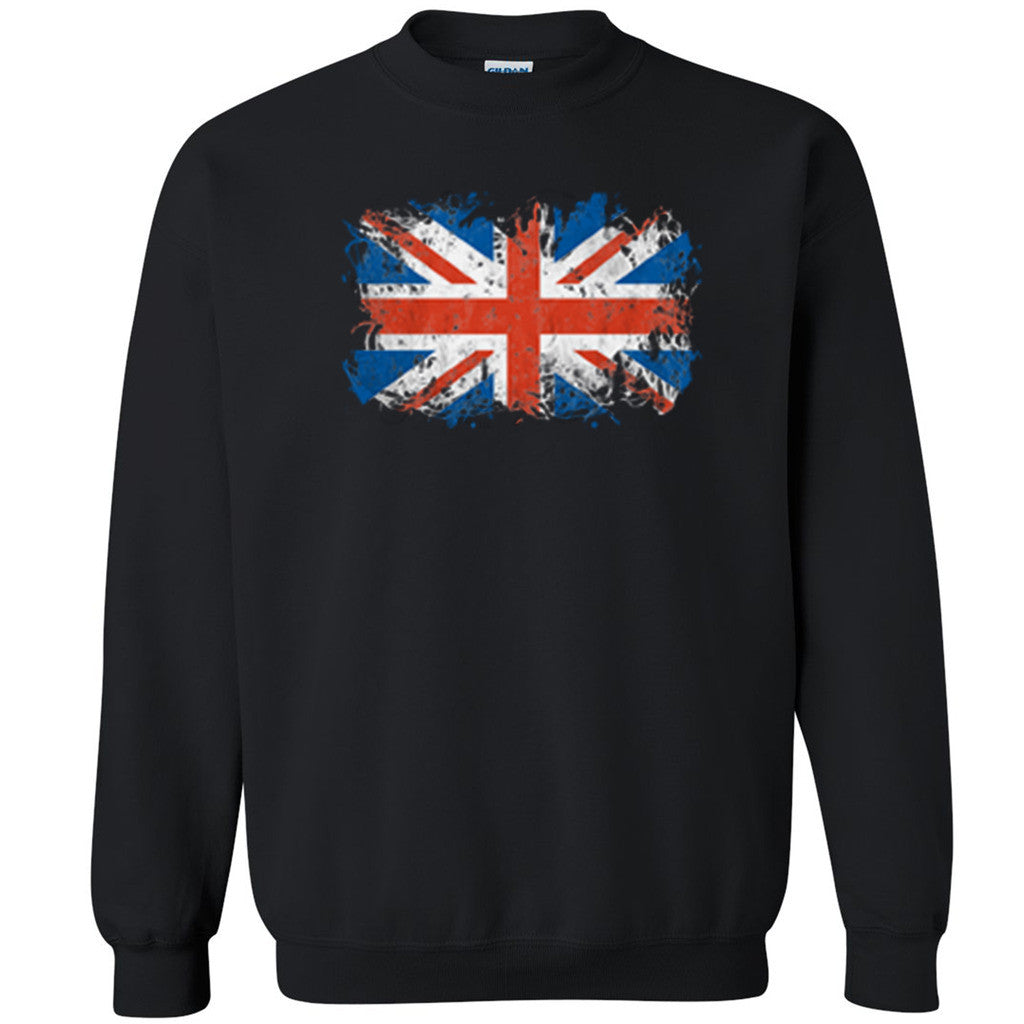 Distressed UK Flag Horizontal Unisex Crewneck British Flag GB Sweatshirt - Zexpa Apparel