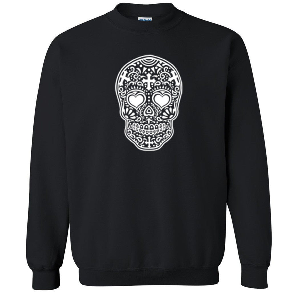 White Sugar Skull Unisex Crewneck Halloween Day Of Dead Muertos Sweatshirt - Zexpa Apparel