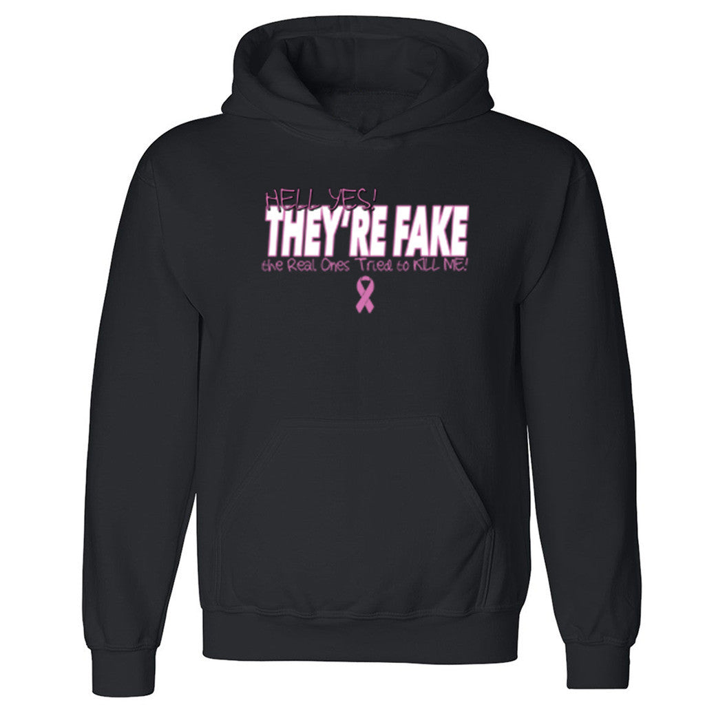 Zexpa Apparelâ„¢ They Are Fake Unisex Hoodie Breast Cancer Awareness Month Run Hooded Sweatshirt