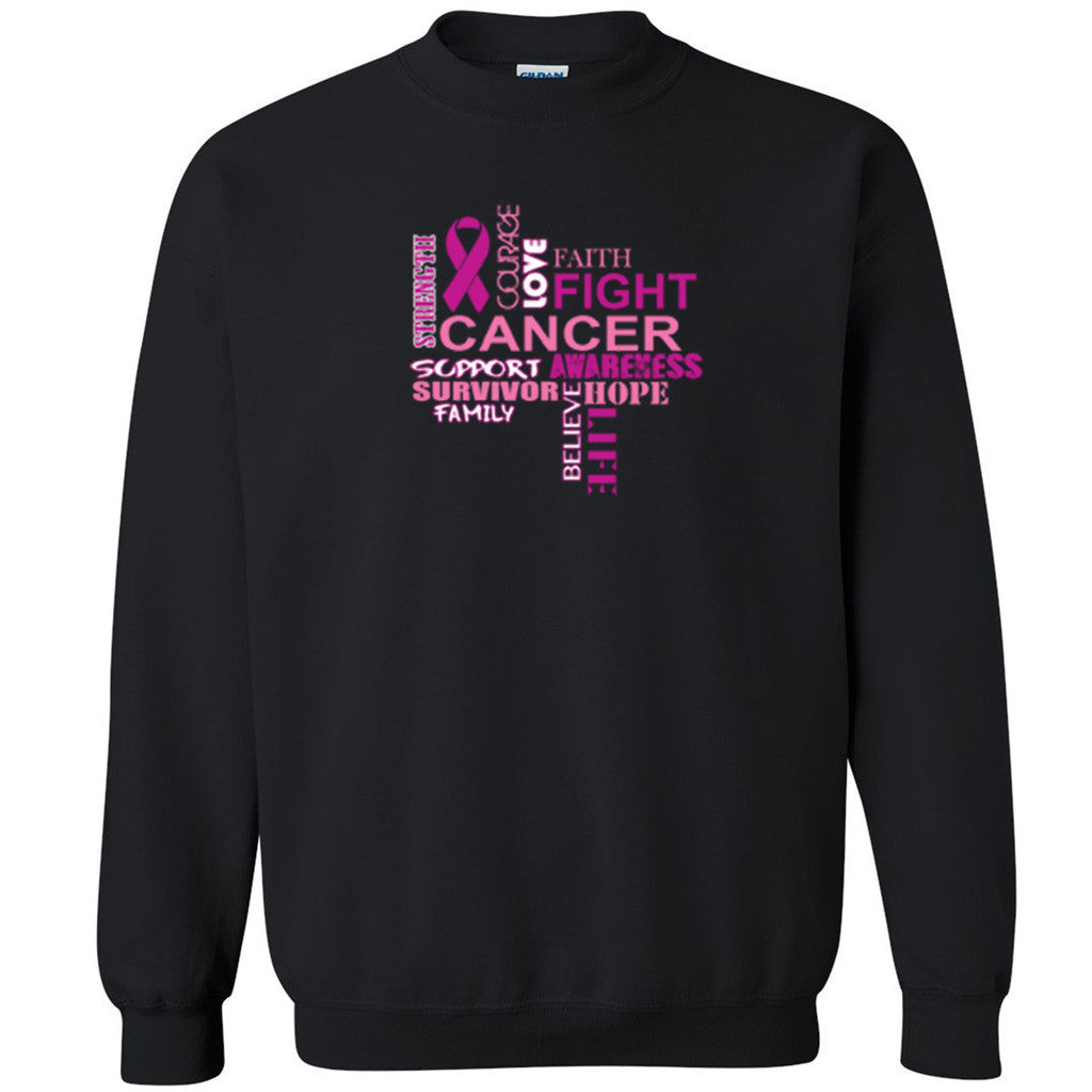 Family Support Hope Faith Unisex Crewneck Breast Cancer Month Sweatshirt - Zexpa Apparel