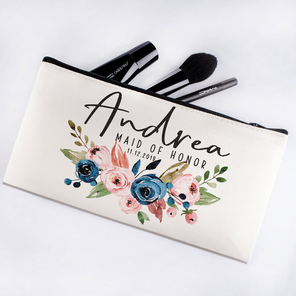 Personalized Makeup Bag Bridesmaid | Wedding Customized Pouch | Bachelorette Party Cosmetic Case |Toiletries Hndy Organizer with Zipper|Events Parties Baby Shower Anniversary Christmas Gift|Desging #12