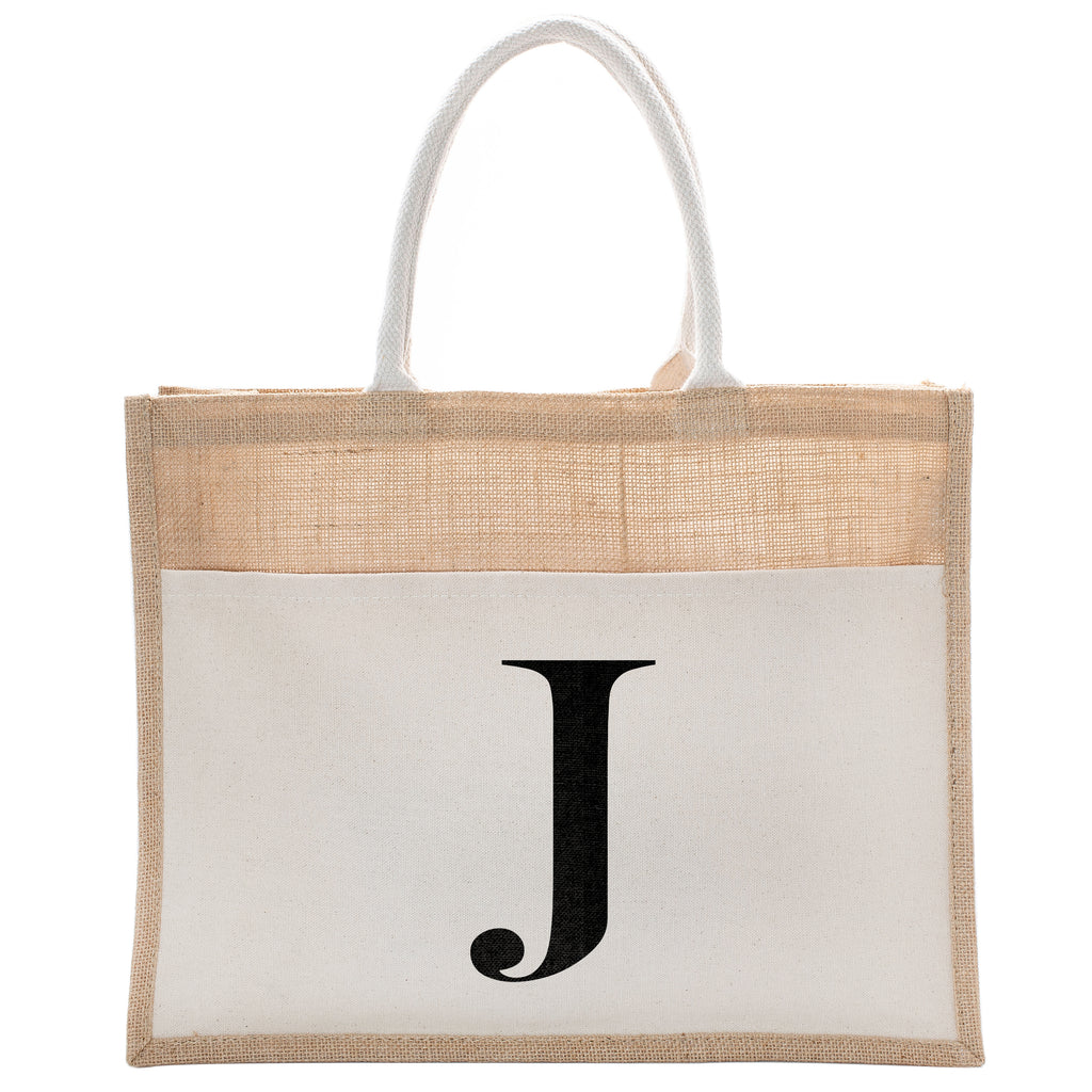 Daily Use Canvas Tote Bag With Initial For Beach Workout Yoga Vacation Gym | Luxury Totes Gift for Christmas Events and Parties