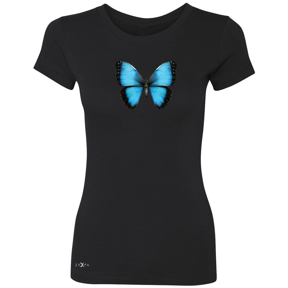Real 3D Morpho Didius Butterfly Women's T-shirt Animal Cool Cute Tee - Zexpa Apparel - 1