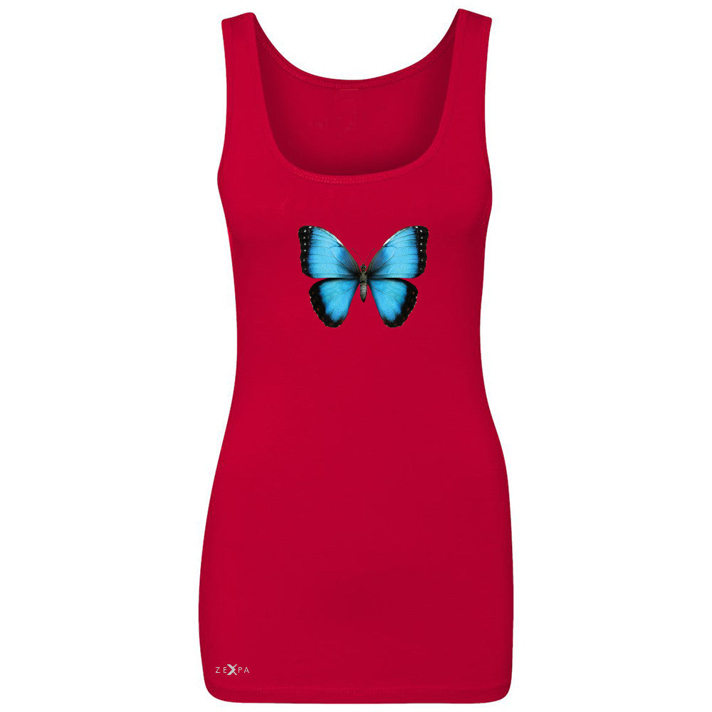 Real 3D Morpho Didius Butterfly Women's Tank Top Animal Cool Cute Sleeveless - Zexpa Apparel - 3