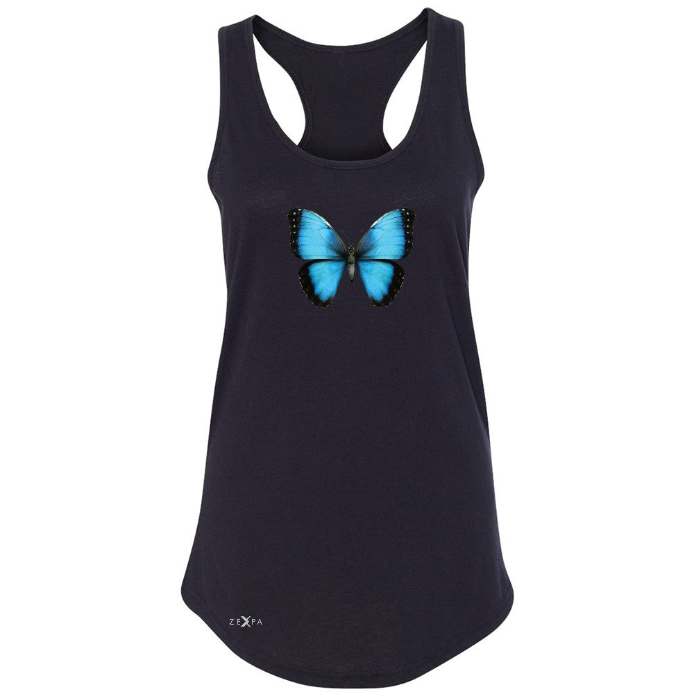 Real 3D Morpho Didius Butterfly Women's Racerback Animal Cool Cute Sleeveless - Zexpa Apparel - 1