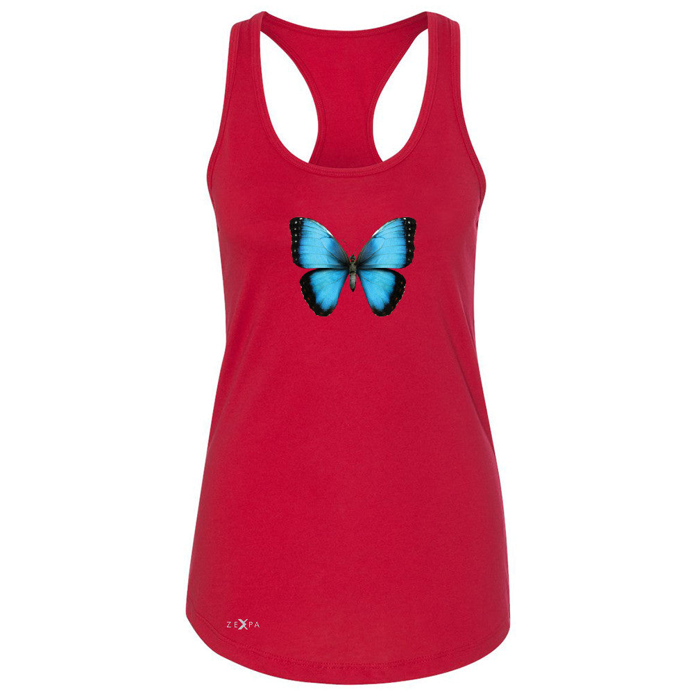 Real 3D Morpho Didius Butterfly Women's Racerback Animal Cool Cute Sleeveless - Zexpa Apparel - 3