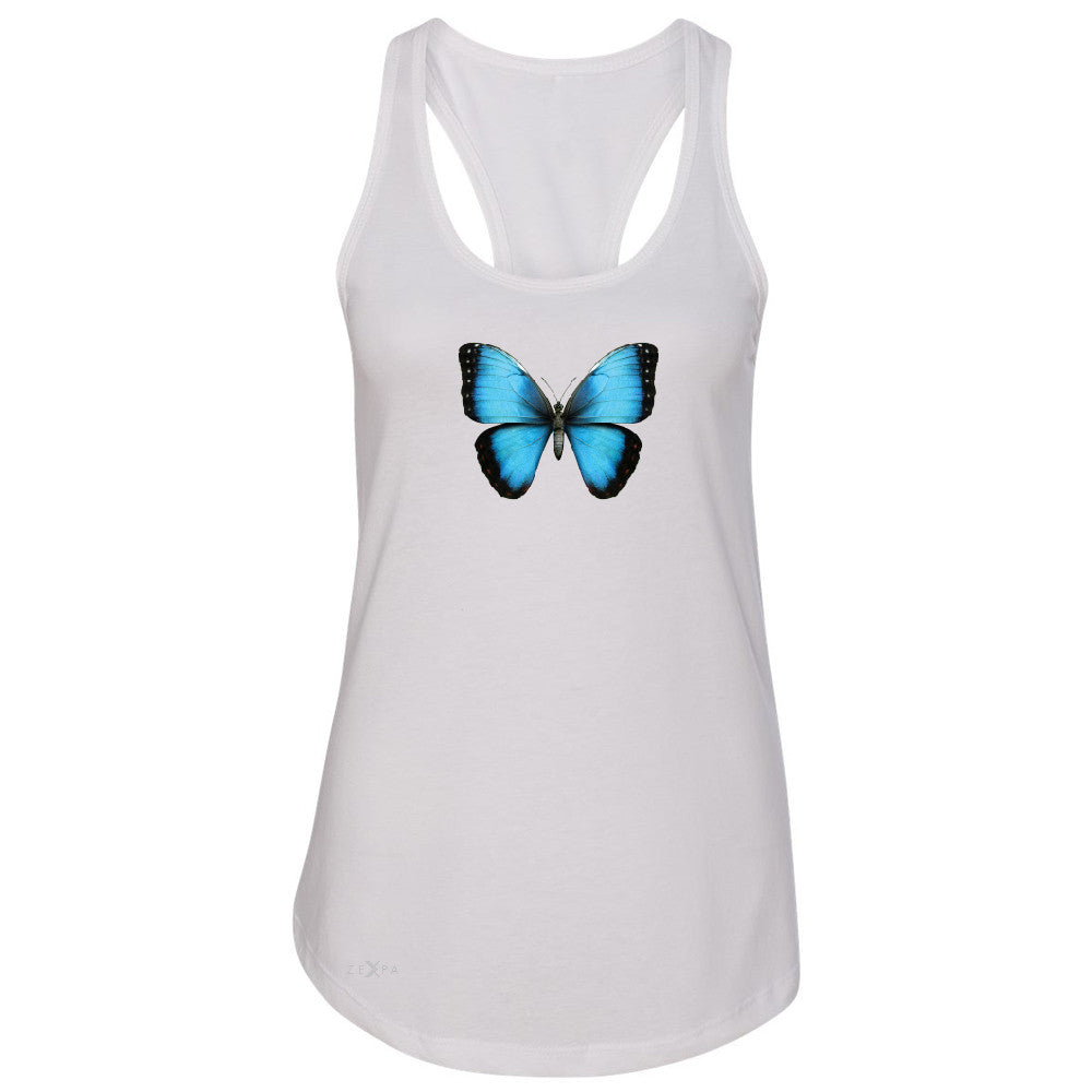 Real 3D Morpho Didius Butterfly Women's Racerback Animal Cool Cute Sleeveless - Zexpa Apparel - 4