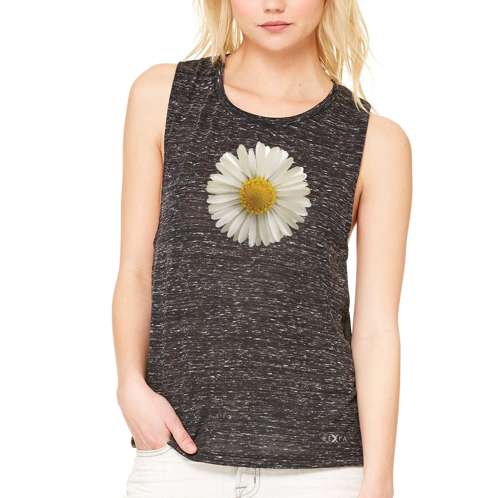 Real 3D Daisy Women's Muscle Tee Flower Cool Cute Embossed Tanks - Zexpa Apparel - 3