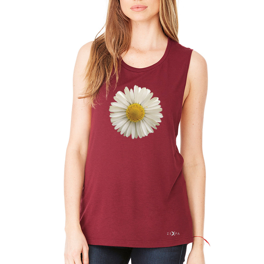 Real 3D Daisy Women's Muscle Tee Flower Cool Cute Embossed Tanks - Zexpa Apparel - 4