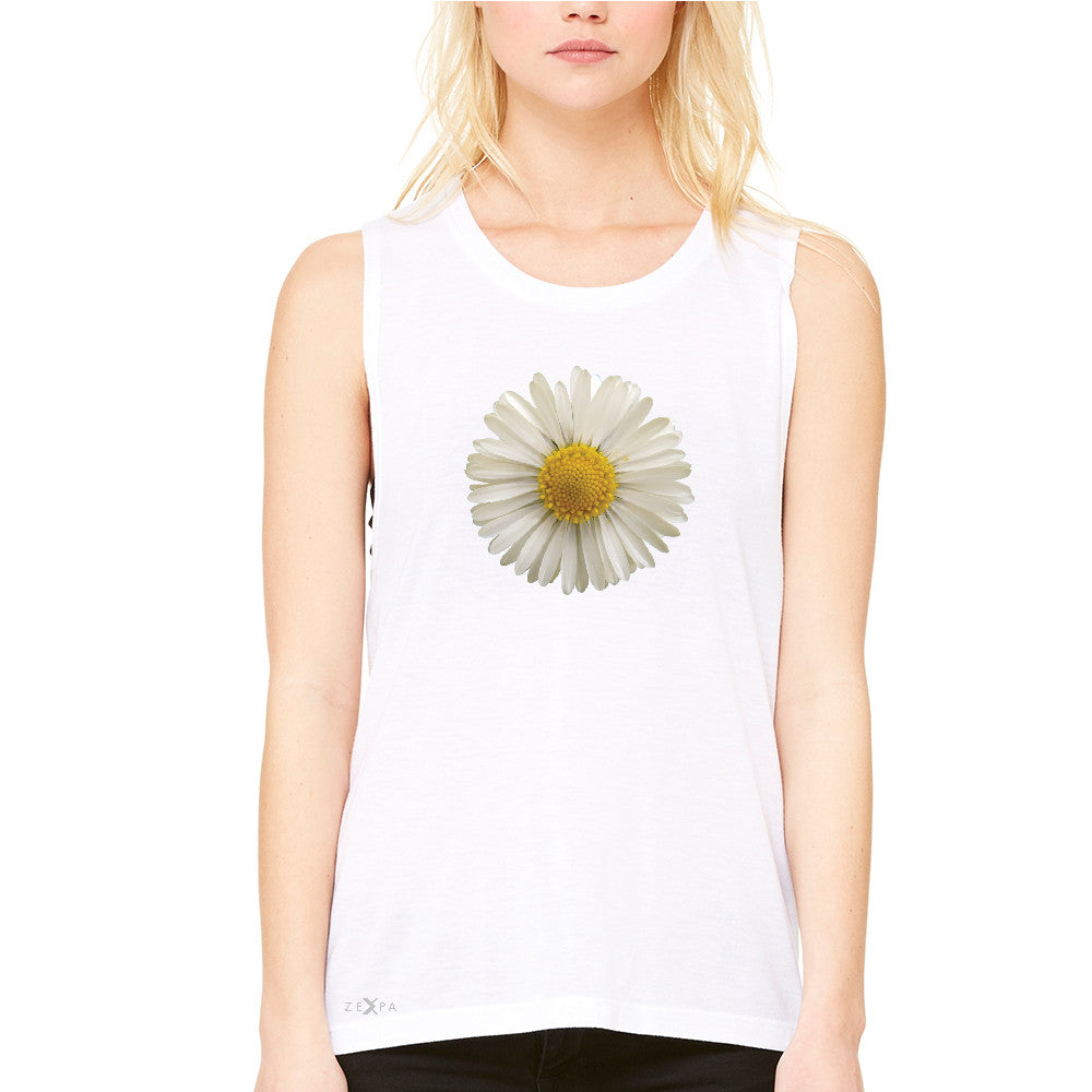 Real 3D Daisy Women's Muscle Tee Flower Cool Cute Embossed Tanks - Zexpa Apparel - 6