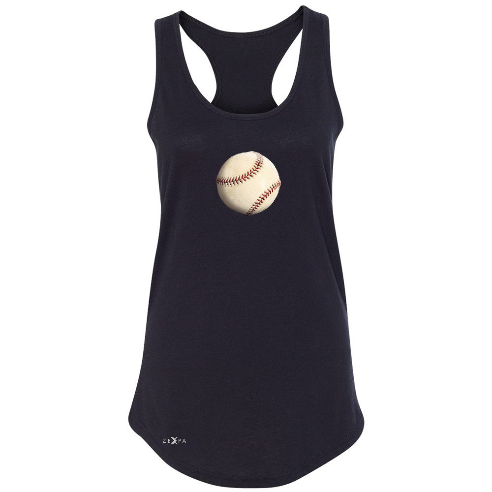 Real 3D Baseball Ball Women's Racerback Baseball Cool Embossed Sleeveless - Zexpa Apparel - 1