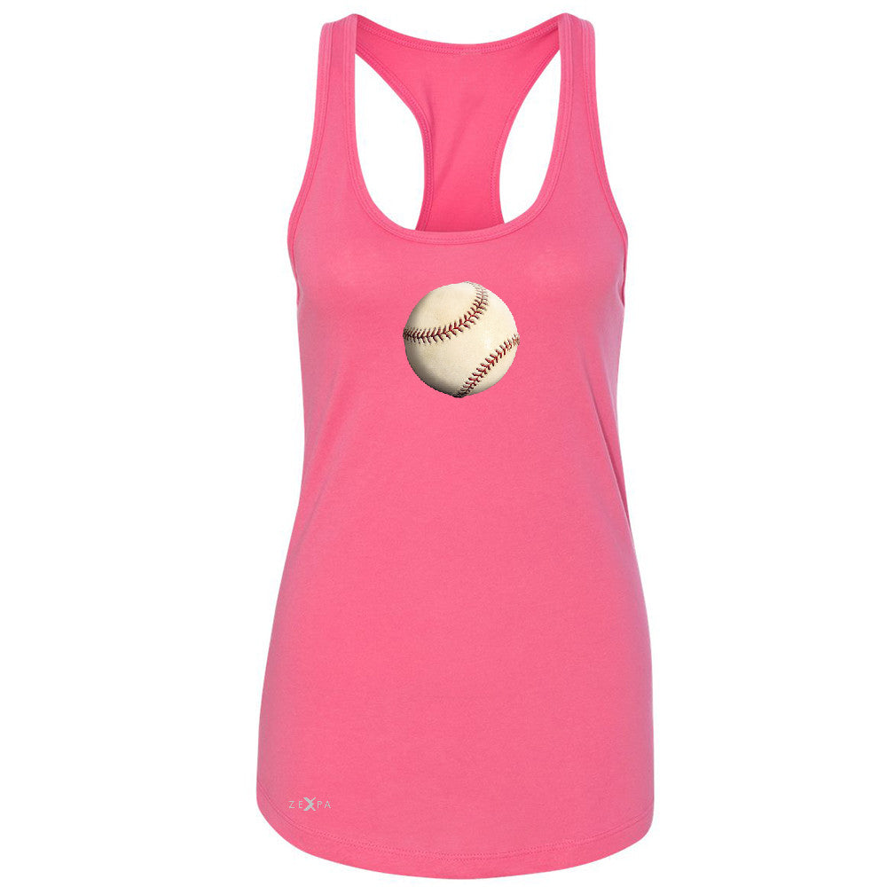 Real 3D Baseball Ball Women's Racerback Baseball Cool Embossed Sleeveless - Zexpa Apparel - 2