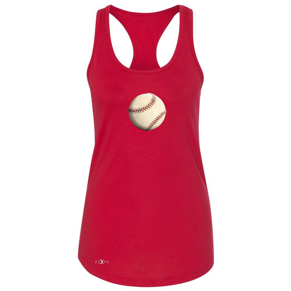Real 3D Baseball Ball Women's Racerback Baseball Cool Embossed Sleeveless - Zexpa Apparel - 3