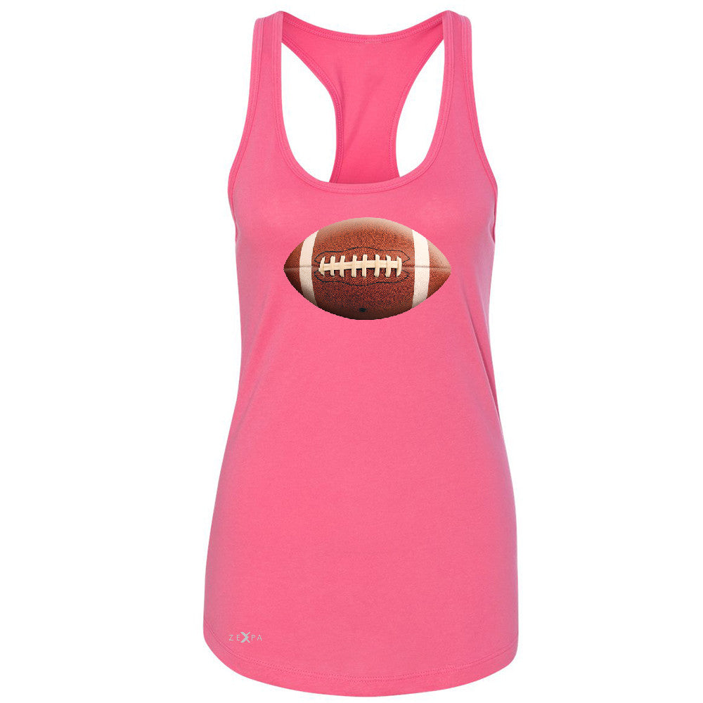 Real 3D Football Ball Women's Racerback Football Cool Embossed Sleeveless - Zexpa Apparel - 2