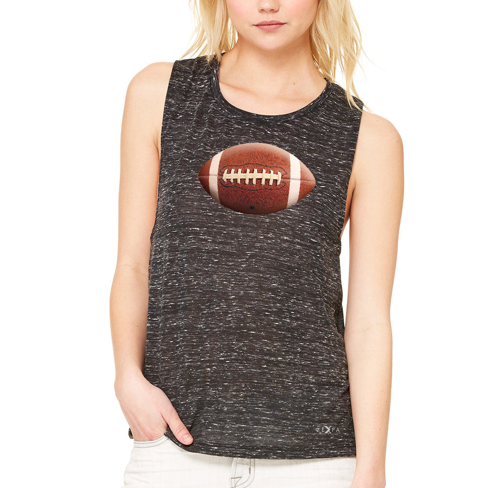 Real 3D Football Ball Women's Muscle Tee Football Cool Embossed Tanks - Zexpa Apparel - 3