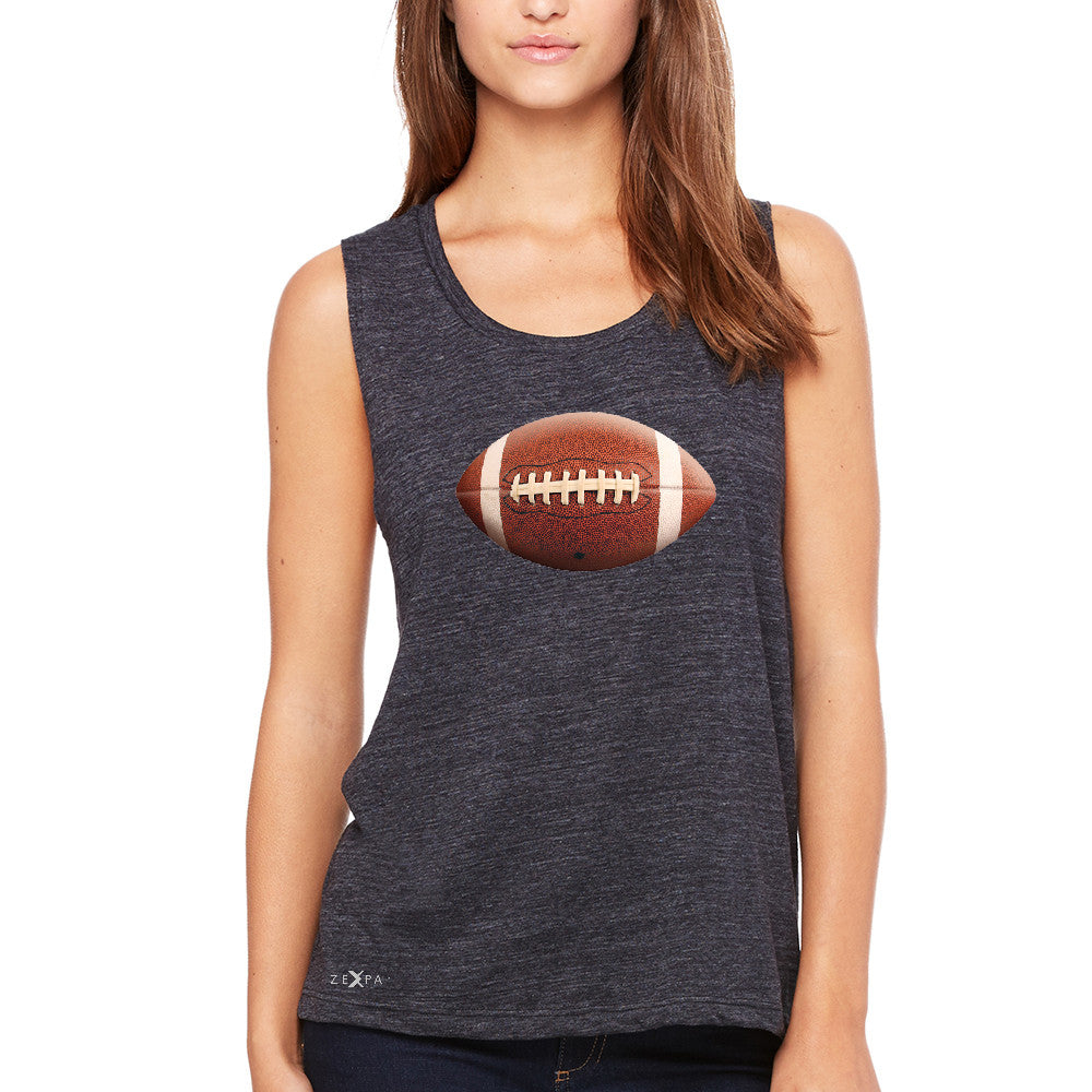 Real 3D Football Ball Women's Muscle Tee Football Cool Embossed Tanks - Zexpa Apparel - 1