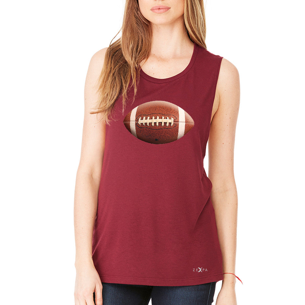 Real 3D Football Ball Women's Muscle Tee Football Cool Embossed Tanks - Zexpa Apparel - 4