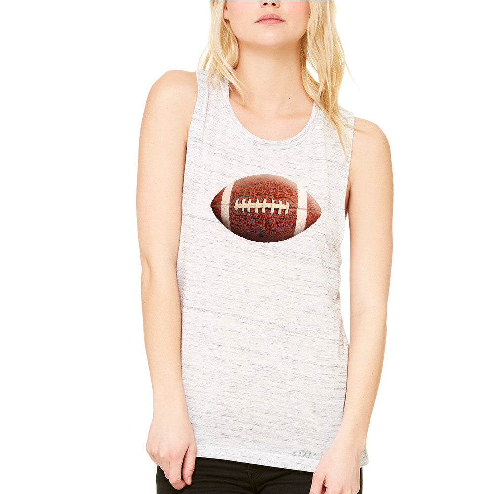 Real 3D Football Ball Women's Muscle Tee Football Cool Embossed Tanks - Zexpa Apparel - 5
