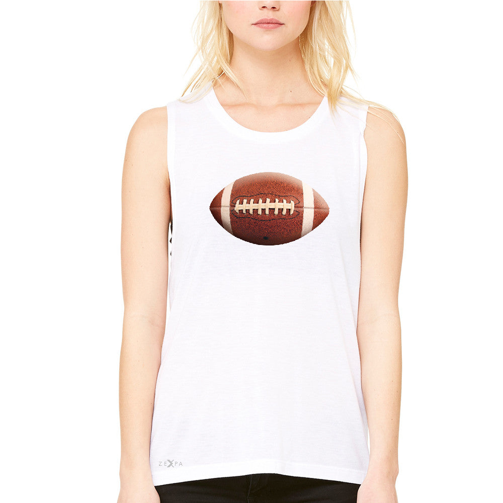 Real 3D Football Ball Women's Muscle Tee Football Cool Embossed Tanks - Zexpa Apparel - 6