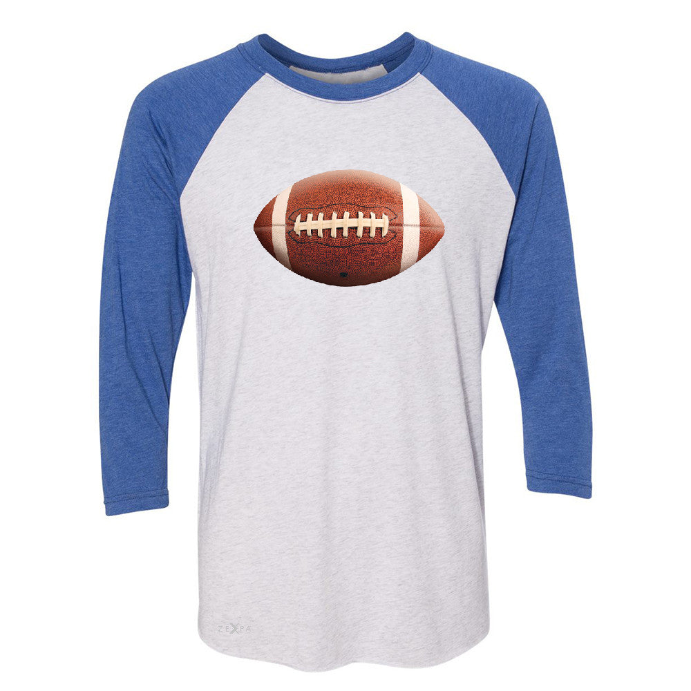 Real 3D Football Ball 3/4 Sleevee Raglan Tee Football Cool Embossed Tee - Zexpa Apparel - 3